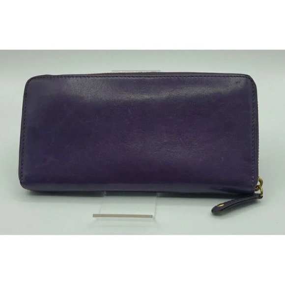 Coach Purple Soft Leather Zip Around Wallet Billfold - Picture 5 of 16